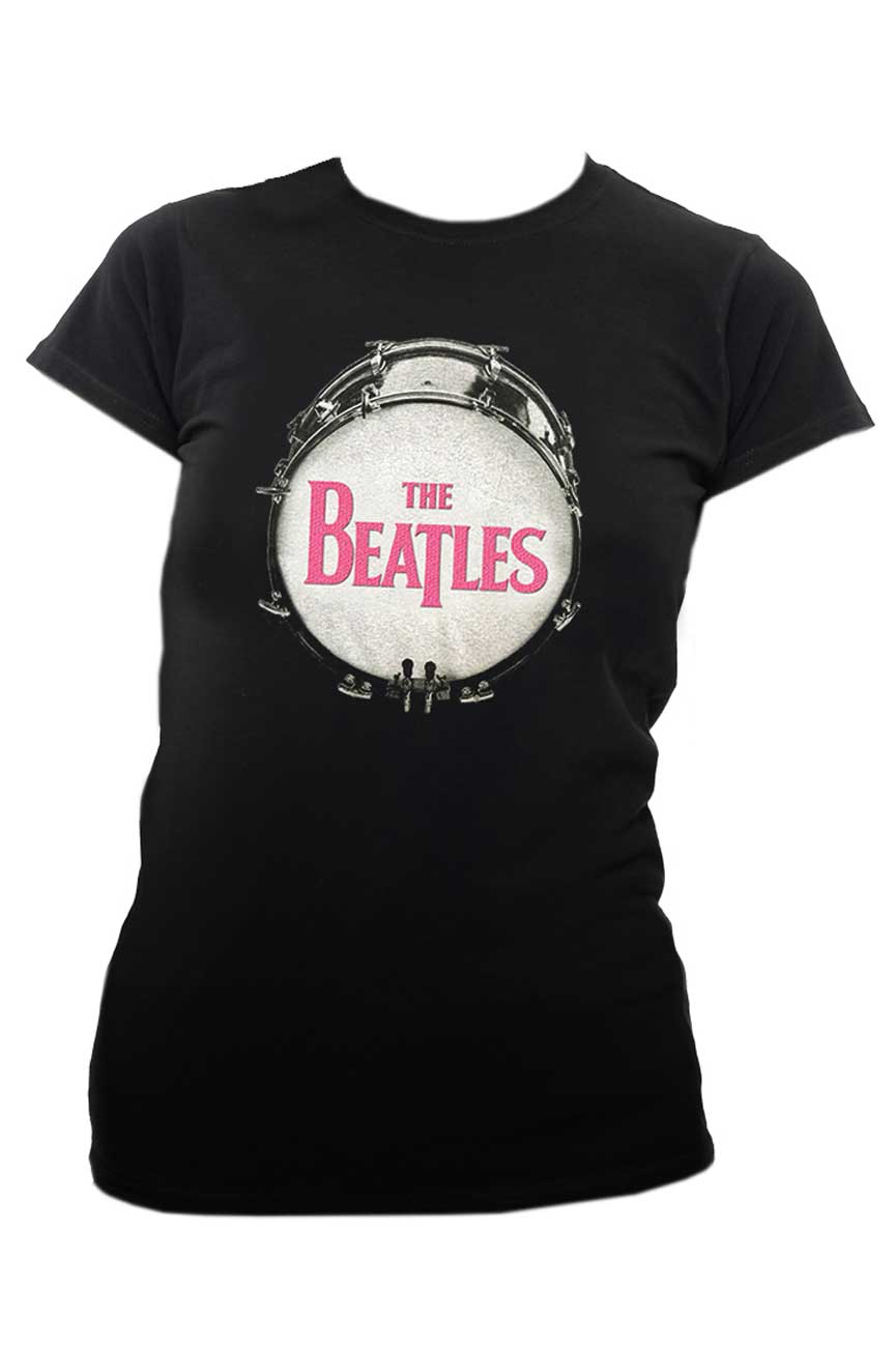 The Beatles Pink Glitter Drum Skinny Fit T Shirt