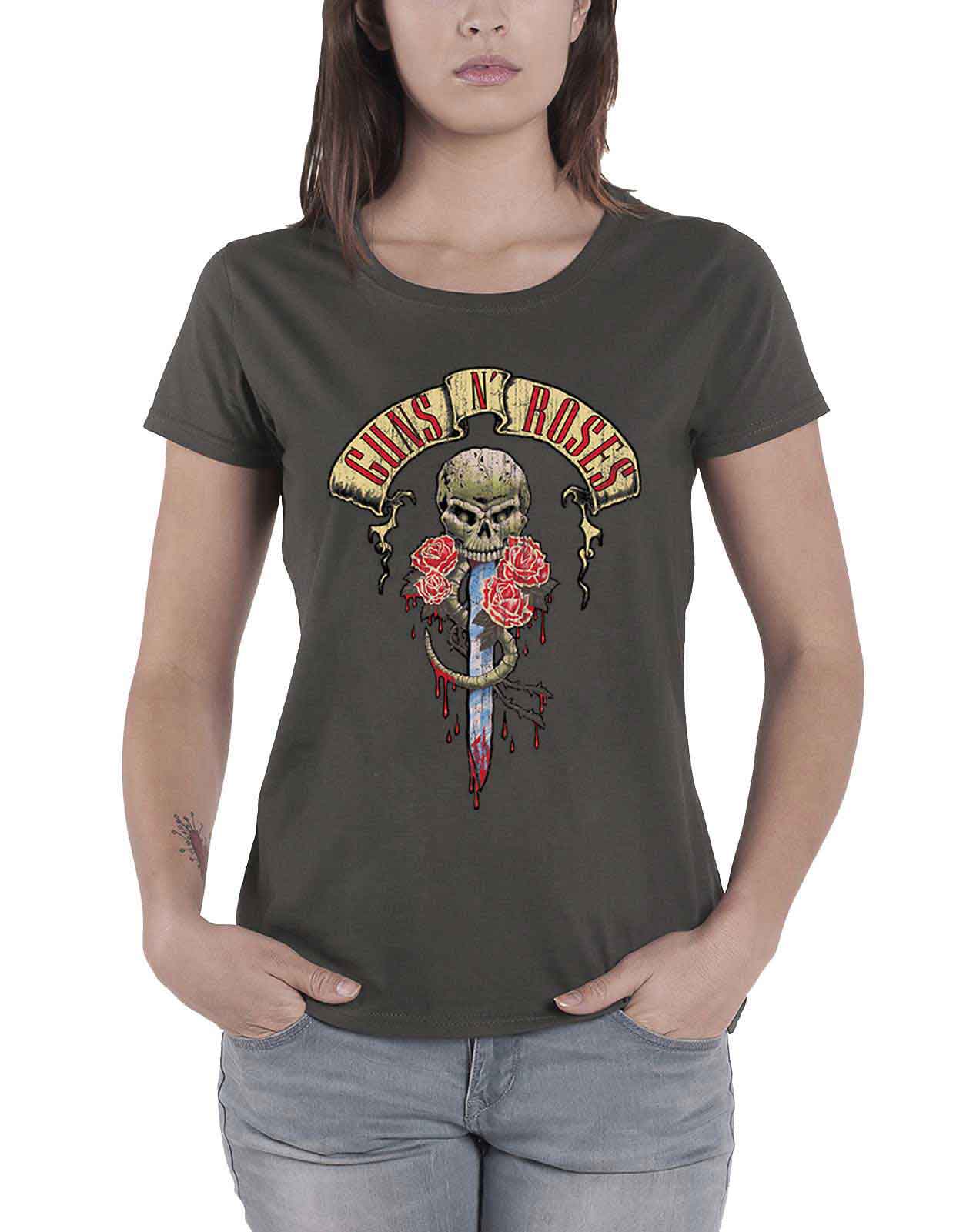 Guns N Roses Dripping Dagger Skinny Fit T Shirt
