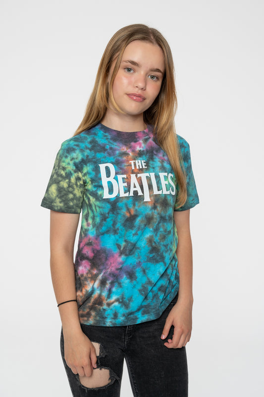 The Beatles Drop T Band Logo Dye Wash Kids Tee