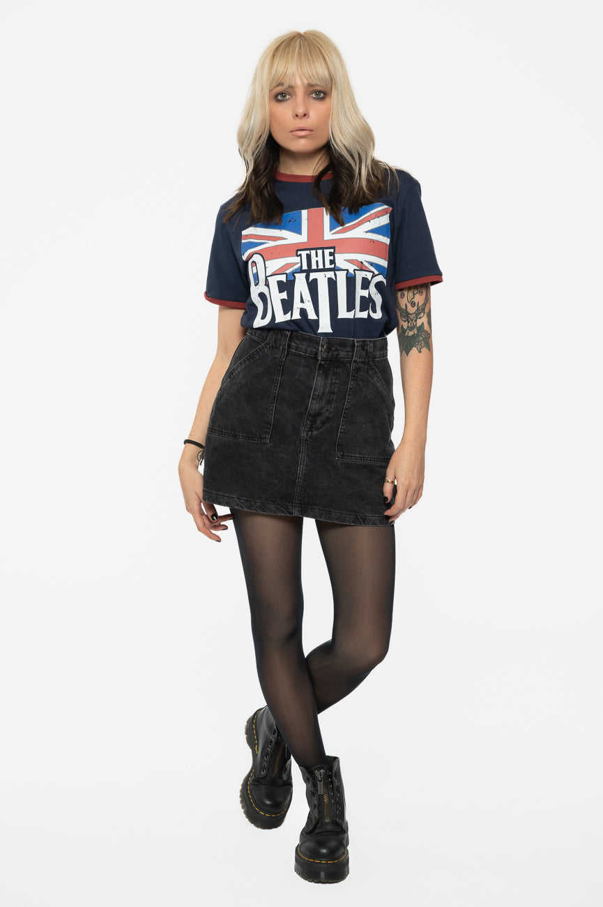The Beatles Drop T Logo & Vintage Flag Ringer T Shirt