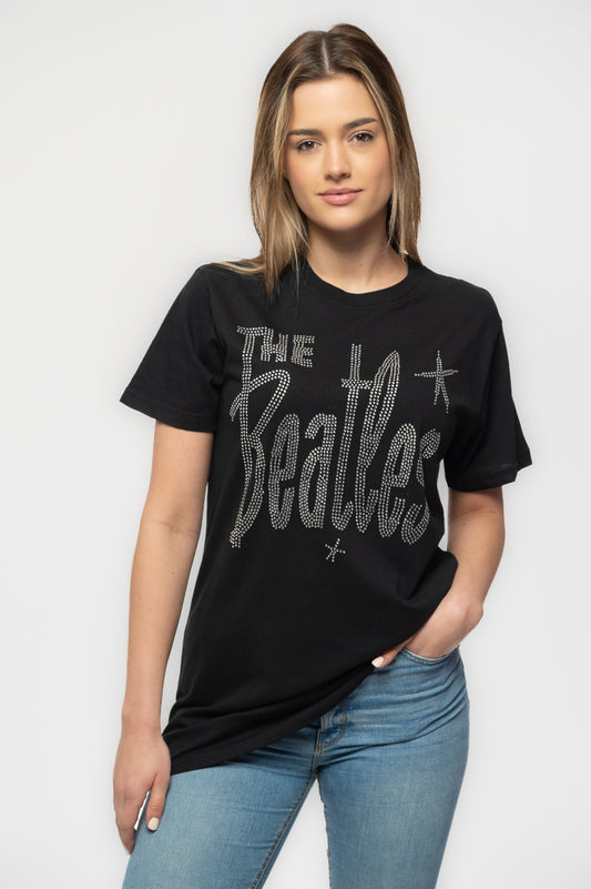 The Beatles Retro Diamante Logo T Shirt