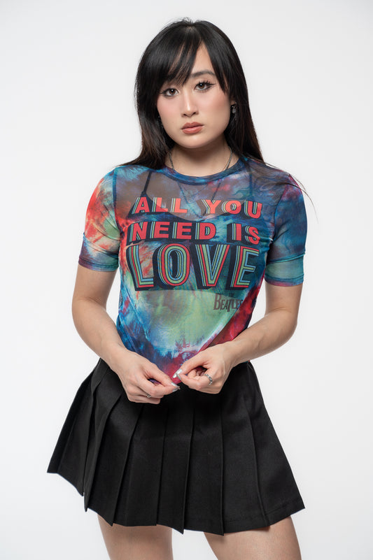 The Beatles All You Need Is Love Mesh Crop Top