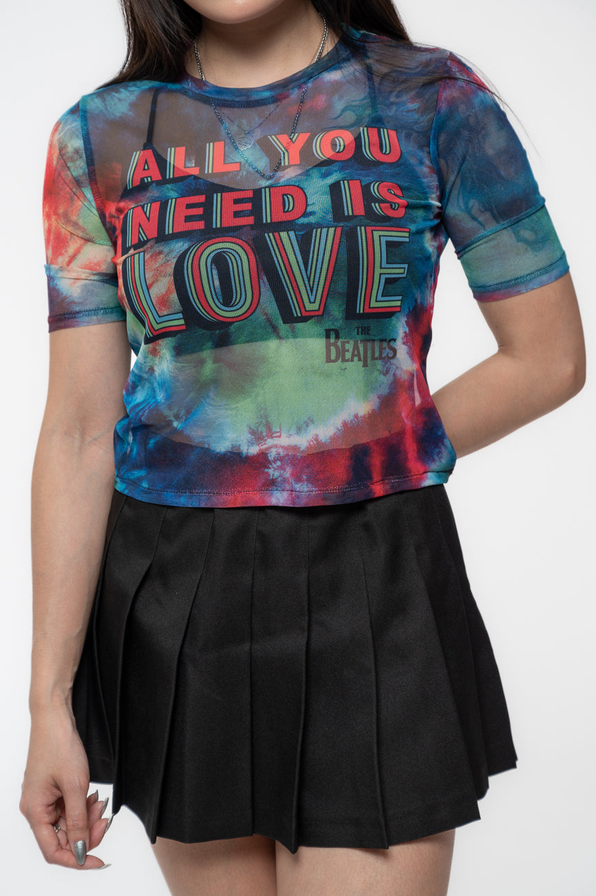 The Beatles All You Need Is Love Mesh Crop Top