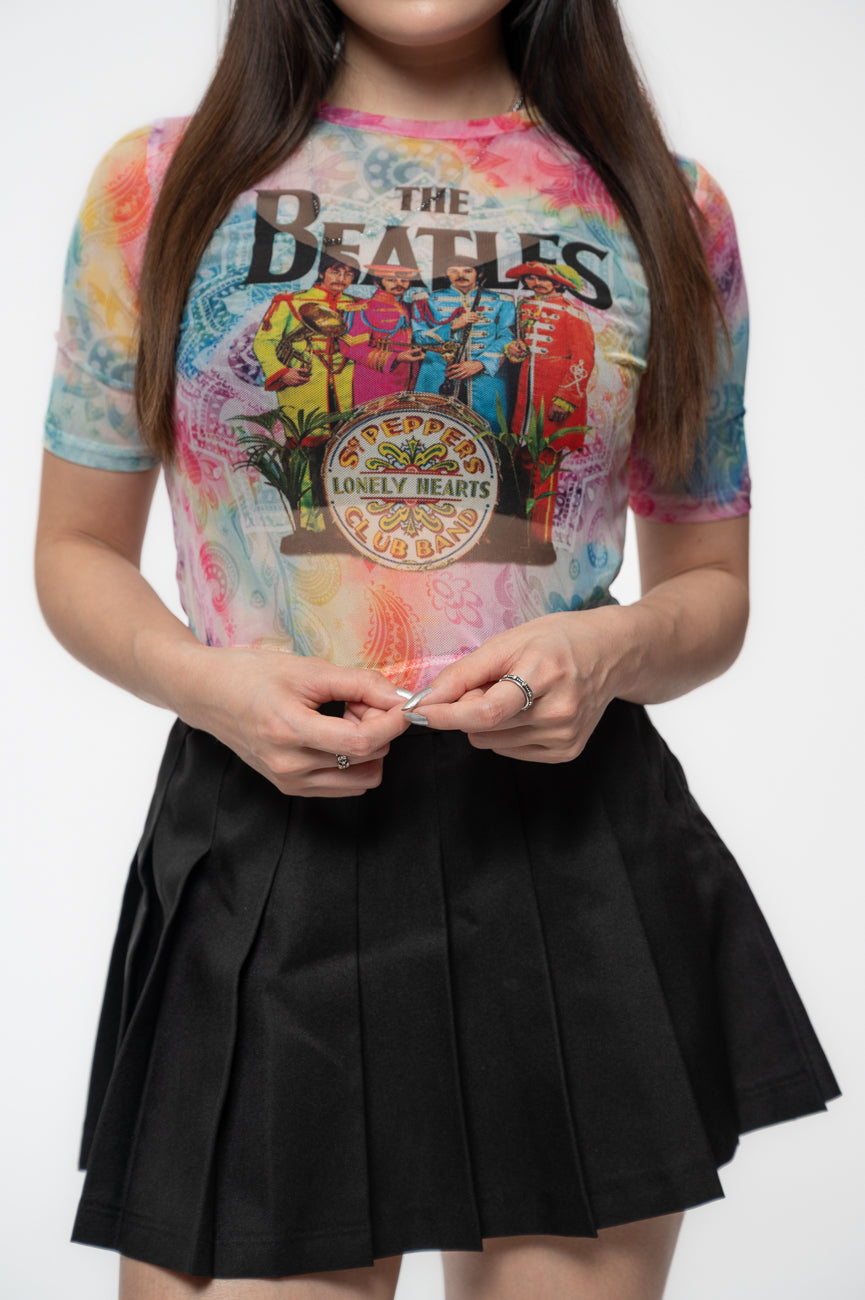 The Beatles Sgt Pepper All over Print Mesh Crop Top