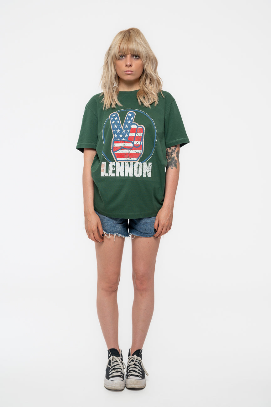 John Lennon Peace Fingers US Flag Tee