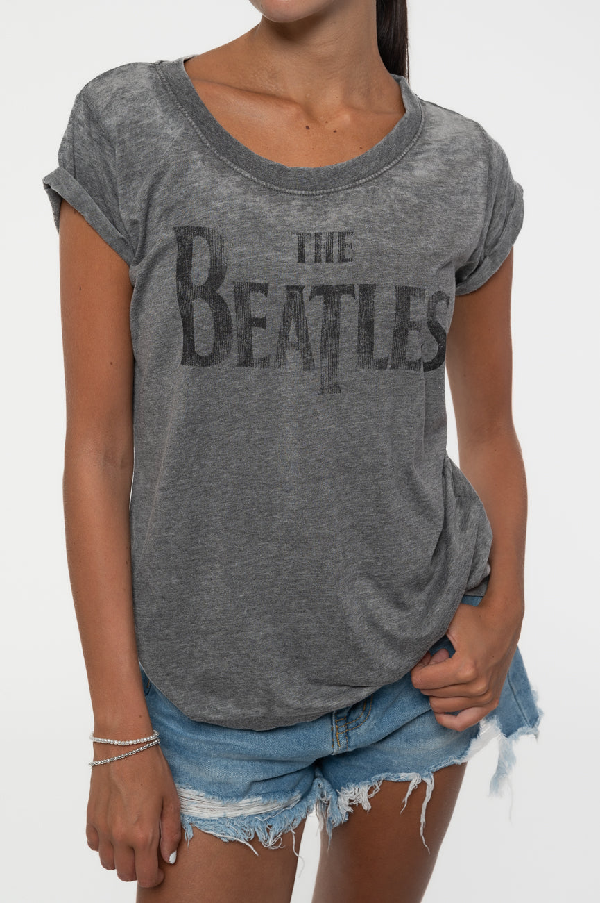 Burn T Fit – T Shirt Logo Out Womens Skinny Beatles Drop Official new night Shop Hard days Grey The