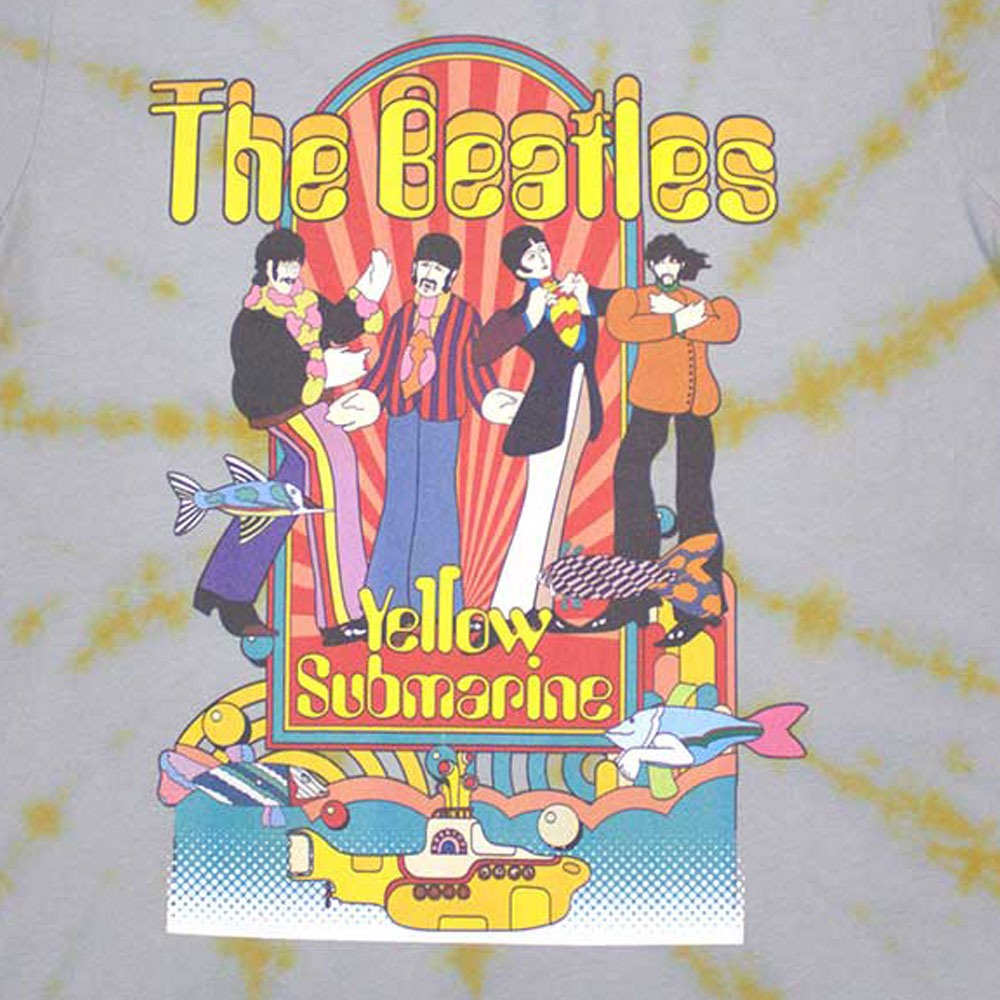 The Beatles Yellow Submarine Band And Fish Dye Wash T Shirt